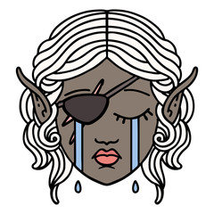 crying elf rogue character face illustration