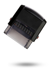 black automatic office seal on white background. old office stamp