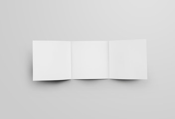 Mockup of standard square booklet, open white leaflet, isolated on background, inside view.