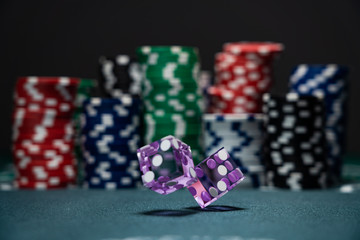 Dices at the casino table