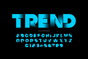 Modern style font, alphabet letters and numbers