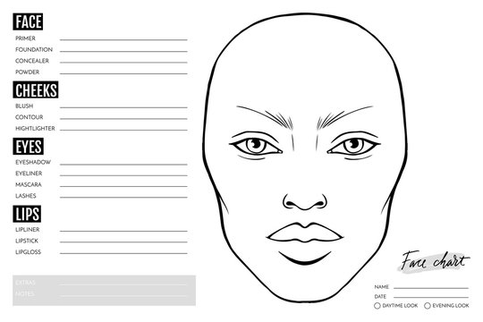 Face chart Blank. Makeup Artist Vector template.