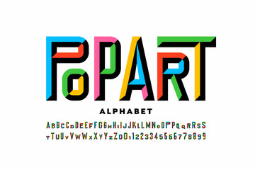 Pop art style font design, alphabet letters and numbers