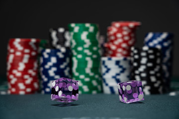 Dices at the casino table