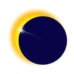 Isolated Vector illustration. Holiday element design poster. Eclipse of the Sun with Corona. Sun eclipse, total and partial solar eclipse, several phases. Sun, moon and earth are nearly aligned on a