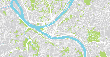 Urban vector city map of Pittsburgh, Pennsylvania, United States of America - obrazy, fototapety, plakaty