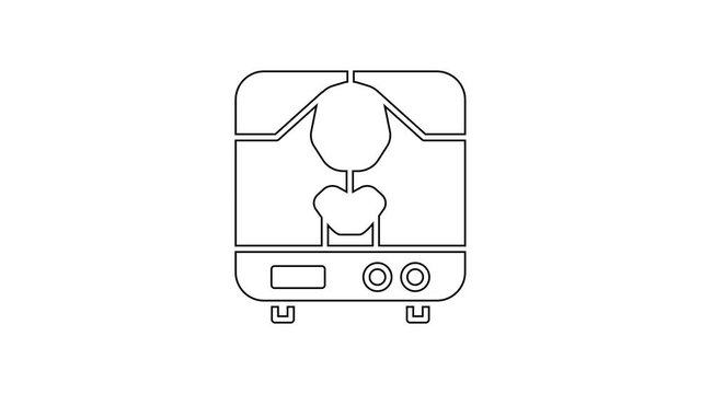 Black line X-ray machine icon isolated on white background. 4K Video motion graphic animation