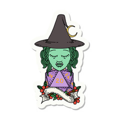 half orc mage with natural 20 dice roll sticker