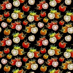 Seamless pattern with watercolor vegetables