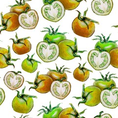 seamless pattern with watercolor vegetables