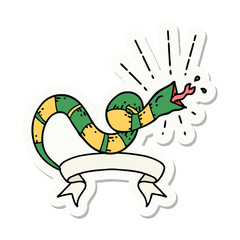 sticker of tattoo style hissing snake