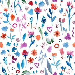 botanical seamless pattern watercolor