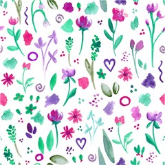 botanical seamless pattern watercolor