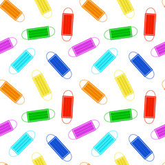 Pattern of medical face masks. Bright masks of all colors of the rainbow.Prevention of viral respiratory diseases.Vector.