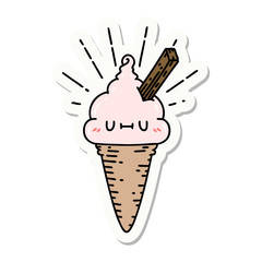 sticker of tattoo style ice cream character