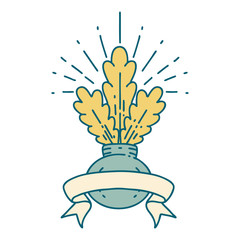 banner with tattoo style house plant