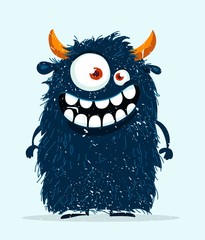 Funny cartoon monster. Vector illustration