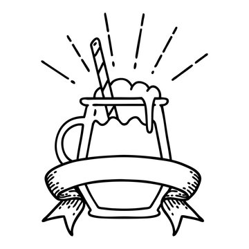 recommend clip art: banner with black line work tattoo style ginger beer