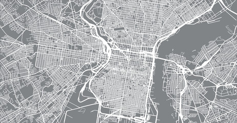 Fototapeta na wymiar Urban vector city map of Philadelphia, Pennsylvania, United States of America