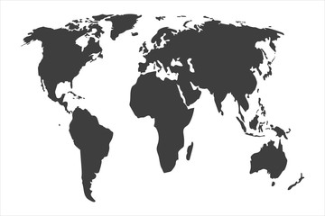 Gray map of world with countries borders.