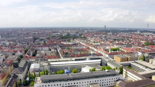 Munich Aerial Skyline Full Panorama View around memorials in Maxvorstadt