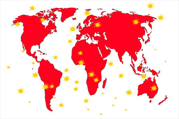The coronavirus has spread all over the planet. Vector illustration.