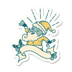 sticker of tattoo style santa claus christmas character celebrating