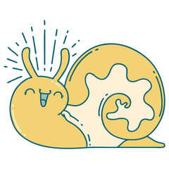 traditional tattoo style happy snail