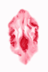 Female genitals. The vagina is painted abstractly in watercolor on a white background. A symbol of intimate gymnastics, femininity, lesbian love, feminism, sex, fertility, yoni yoga.