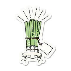 grunge sticker of tattoo style bunch of leeks