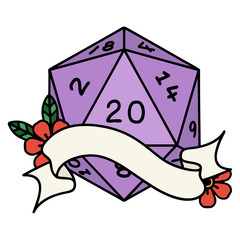 natural twenty D20 dice roll illustration