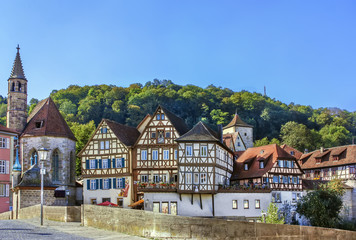 Fototapeta na wymiar Half-timbered houses in Schwabisch Hall, Germania