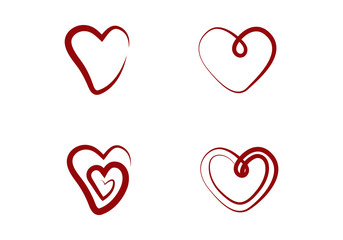 Heart hand drawn icons 