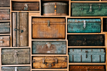 fond d'écran Vieilles malles de voyage en décoration murale
