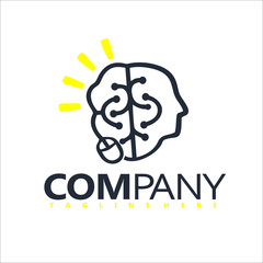 head brain with technology logo