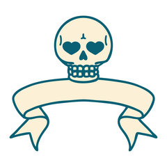 tattoo with banner of a skull
