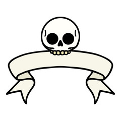 tattoo with banner of a skull