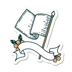 tattoo sticker with banner of a white flag