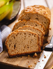 Sliced Banana Nut Loaf Cake