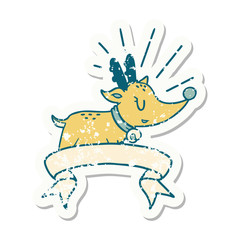 grunge sticker of tattoo style christmas reindeer