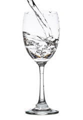 pouring glass water isolated on white background clipping path