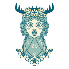 Fototapeta premium human druid with natural twenty dice roll illustration