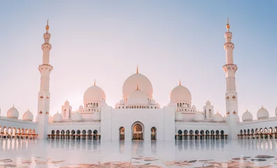 Fotobehang Abu Dhabi moskee in abu dhabi verenigde arabische emiraten