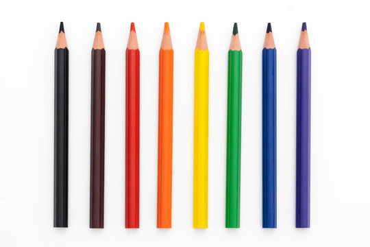 eight colored pencil