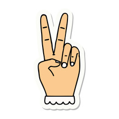 peace symbol two finger hand gesture sticker
