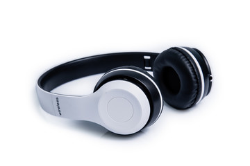 Fototapeta na wymiar bluetooth, wireless headphone isolated on white background