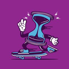 Skater Hourglass Time Skateboarding Character Design