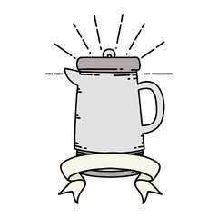 banner with tattoo style coffee pot