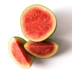 Front view fresh juicy Watermelon on wooden background and copy space.