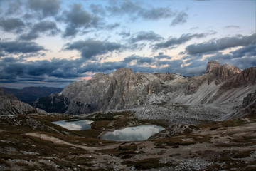 A lake where the Italian Dolomites are reflected
